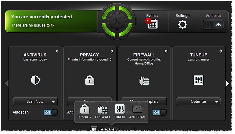 BitDefender Antivirus - главное окно программы