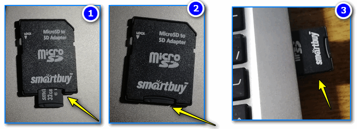 Vstavka kartyi pamyati microSD v SD adapter