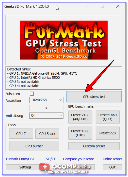 FurMark — GPU stress test