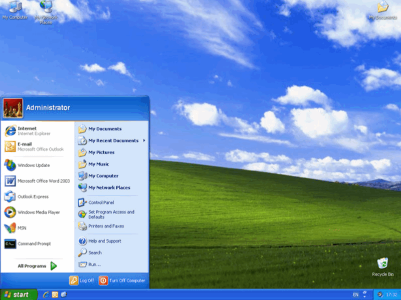 Windows XP rabochiy stol