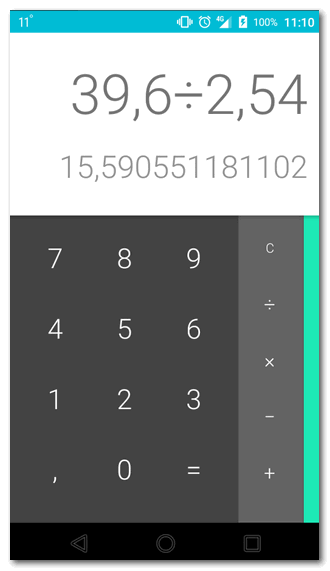 Raschet na kalkulyatore smartfona