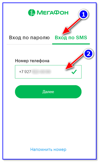 Вход по SMS
