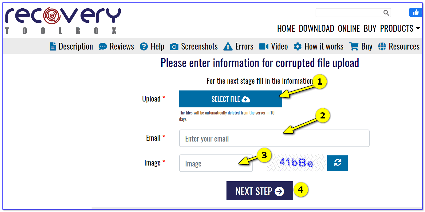 Скриншот с сайта Recovery Toolbox for Access