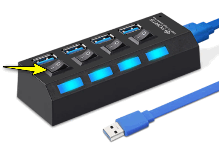 USB hub with the ability to turn off.  each port separately
