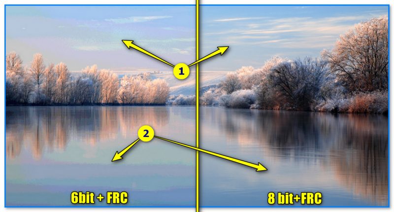 Разница изображения на 6 BIT+FRC и 8 BIT+FRC